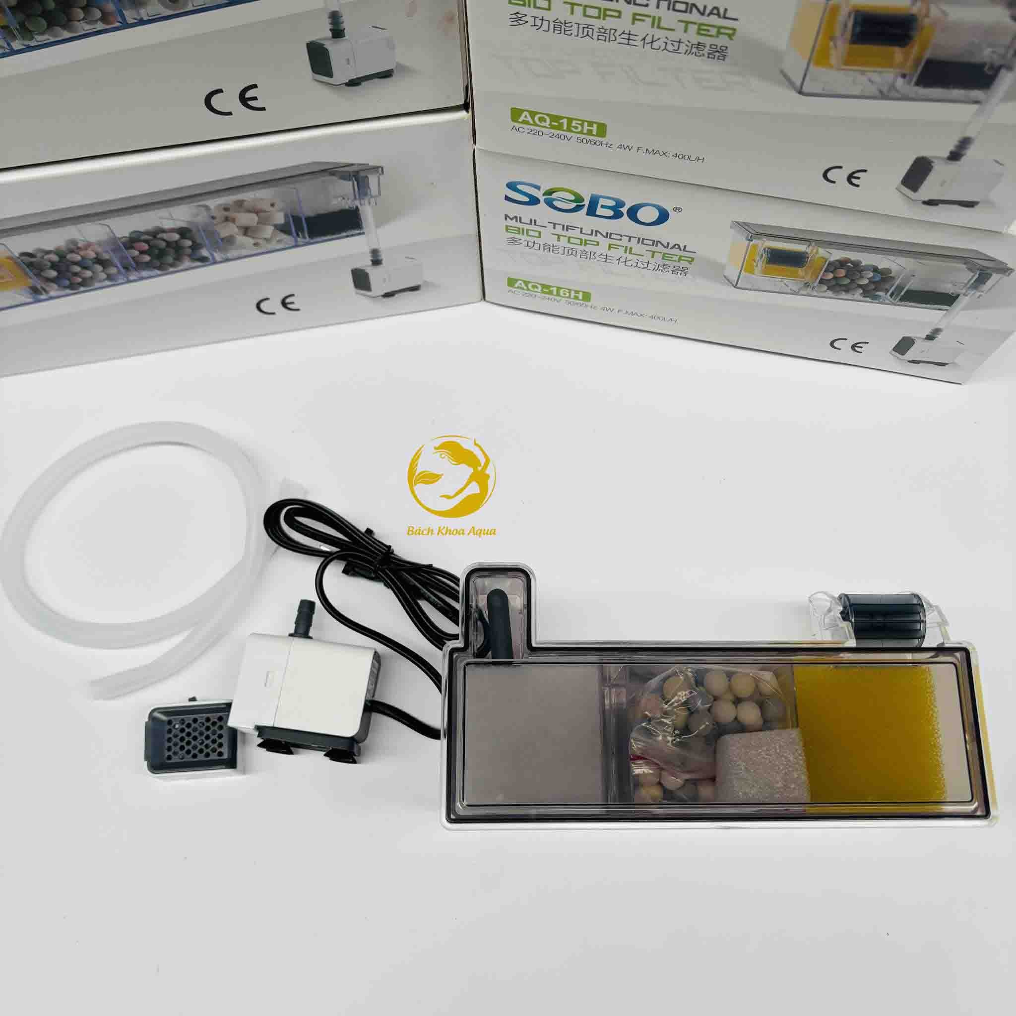 Lọc tràn SOBO AQ-15H / AQ-16H / AQ-17H / AQ-18H sẵn bơm và vật liệu lọc